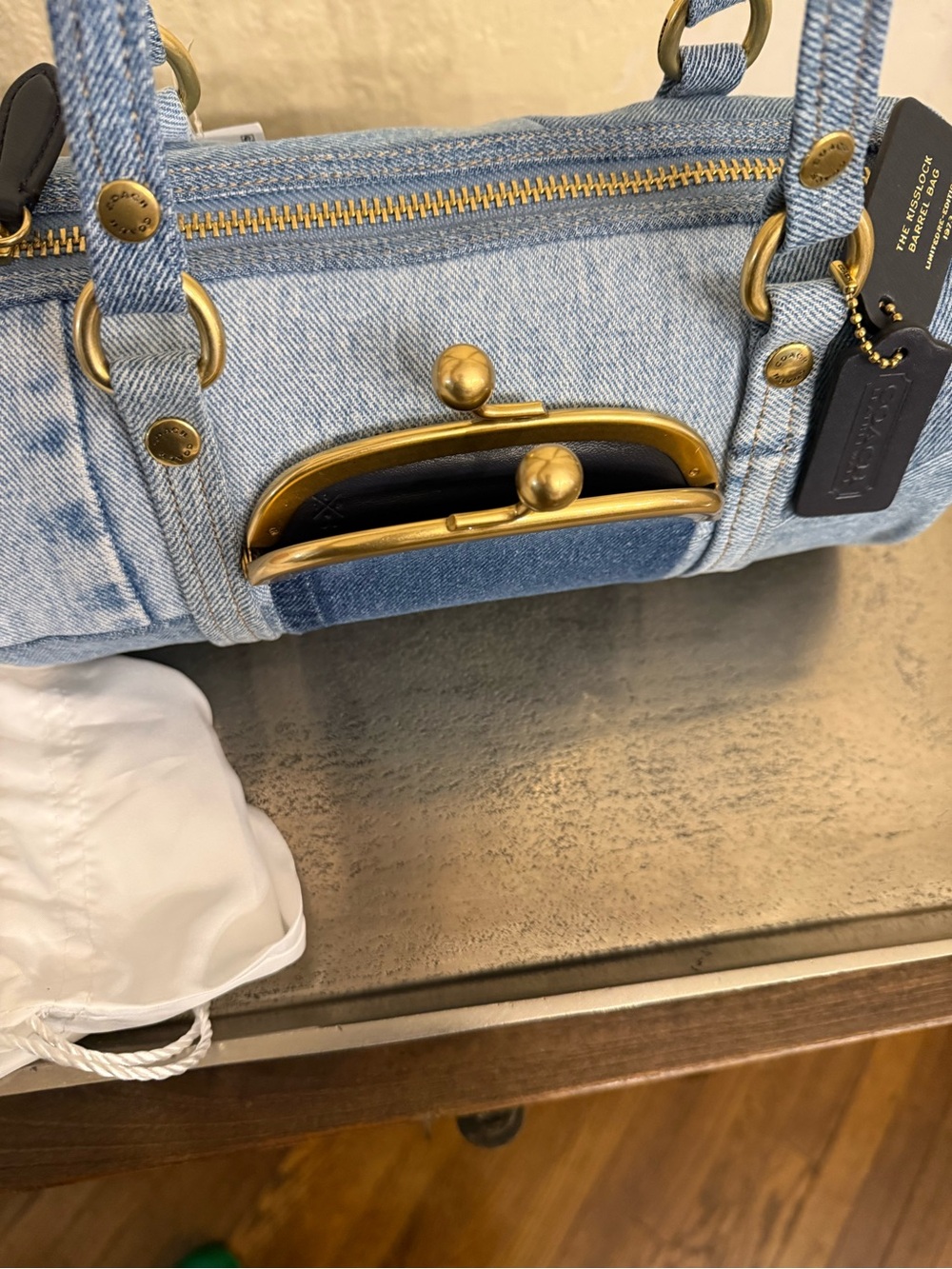 COACH - Originals Kisslock 28 Denim Barrel Bag - Picture 11 of 12